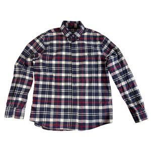 Chaps‎ Blue Plaid Men's B Shirt Long Sleeve Stretch Oxford Size Medium